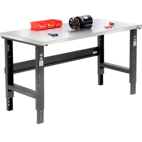 60 X 30 Stainless Steel Square Edge Workbench Adjustable Height Black