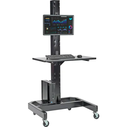 Global Industrial™ Orbit Mobile Computer Cart with VESA Mount, Black