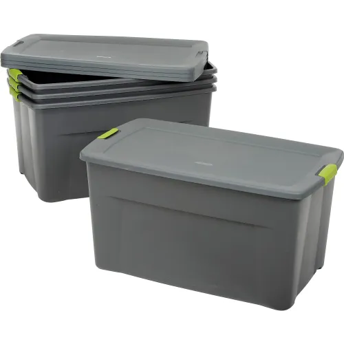 Sterilite 35 Gallon Storage Tote Box with Latching Container Lid, Gray