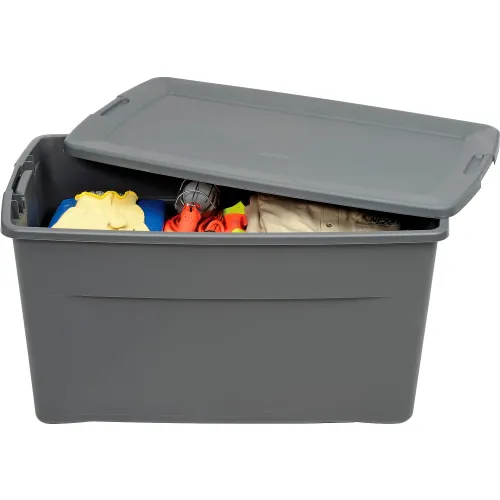 Gray 35-Gallon Latch Storage Tote Container