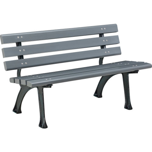 Global Industrial™ Plastic Park Bench With Backrest, 4ftL, Gray