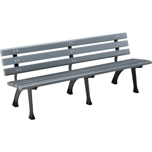 Global Industrial™ Plastic Park Bench With Backrest, 6ftL, Gray
																			