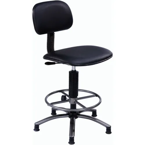 Interion® Vinyl Task Stool, 360° Footrest, Black - Office Supply Hut