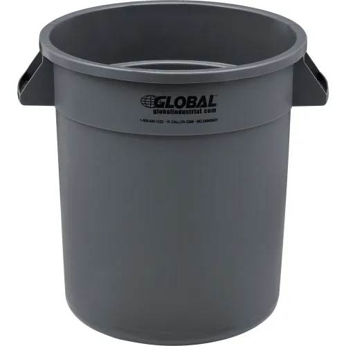 Global Industrial™ Plastic Trash Can with Lid - 10 Gallon Gray