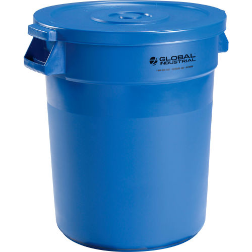 Global Industrial™ Plastic Trash Can with Lid - 20 Gallon Blue