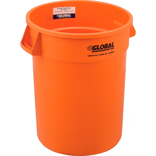 Global Industrial™ Plastic Trash Can 32 Gallon Bright Orange 