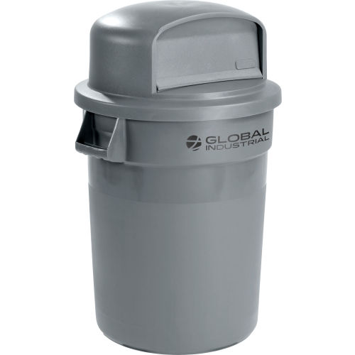 Global Industrial™ Plastic Trash Can With Dome Lid 32 Gallon Gray 