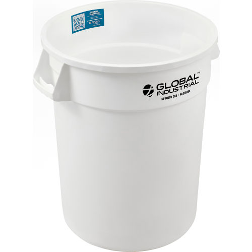 Global Industrial™ Trash Container, Garbage Can - 32 Gallon White