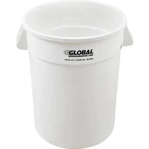 Global Industrial™ Plastic Trash Can 32 Gallon White 