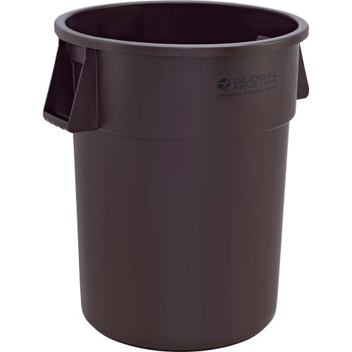 Global Industrial™ Plastic Trash Can, Brown, 55 Gallon