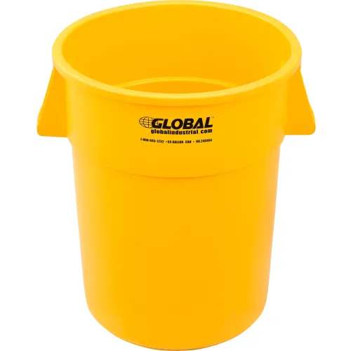 Global Industrial™ Plastic Trash Can 55 Gallon Yellow 