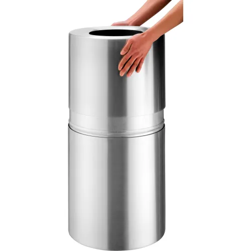 Global Industrial™ Half Round Side Open Trash Can, 9 Gallon, Matte  Stainless Steel