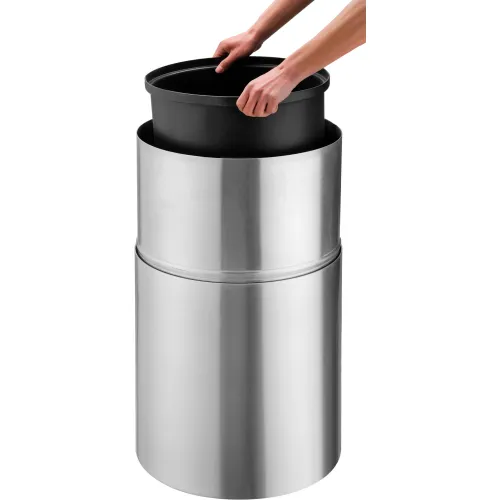 Glaro TA2035-SA-SA Trash Can, Round, 33 gal, Silver