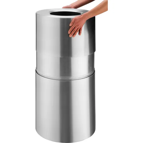 Glaro TA2035-SA-SA Trash Can, Round, 33 gal, Silver