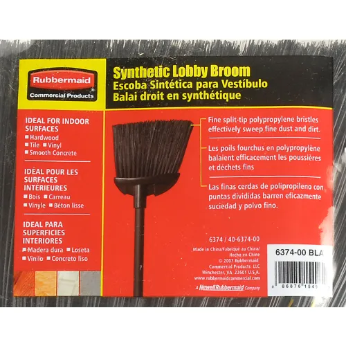 Rubbermaid FG637400BLA Lobby Broom, Vinyl Handle