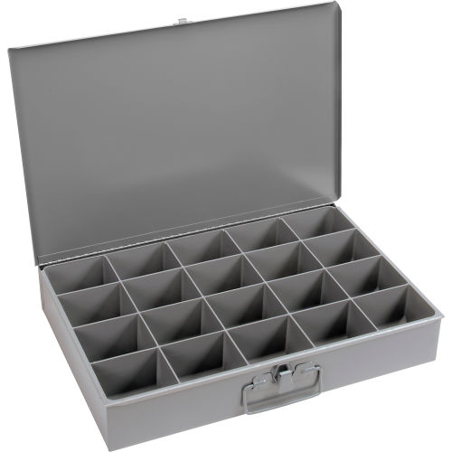 20 Compartment Durham 111-95-IND Gray Cold Rolled Steel Individual Large Scoop Box 18 Width x 3 Height x 12 Depth 