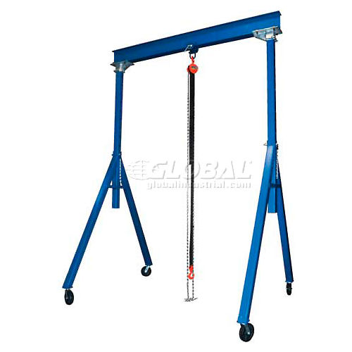Adjustable Height Steel Gantry Crane, 10'W x 8'7"14'1"H, 6000 Lb. Capacity