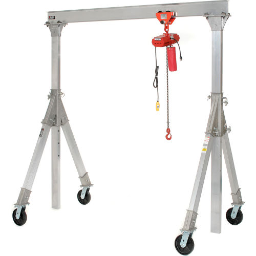 Adjustable Height Aluminum Gantry Crane, 12'W x 7'8"10'2"H, 4,000 lb
