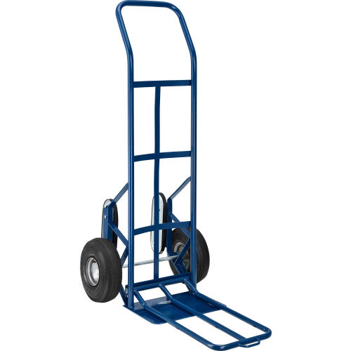 Industrial Strength Steel Hand Truck with Curved Handle & Stair Climbers 600 Lb. Capacity