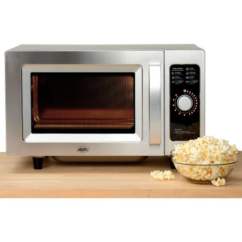 Nexel Commercial Microwave Oven, 0.9 Cu. Ft., 1000 Watts, Dial Control, Stainless Steel Cabinet
																			