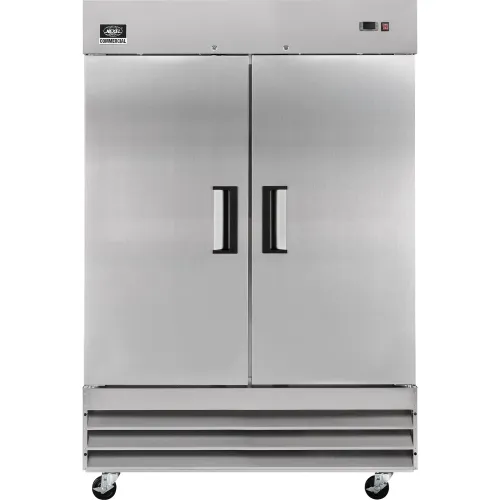 Nexel Reach In Freezer, 2 Solid Doors, 47 Cu. Ft., Stainless Steel