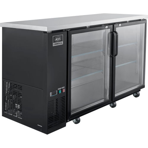 Nexel® Back Bar Cooler, Double Glass Doors, 17.3 Cu. Ft., 24'in x 60in w/ 5 Shelves