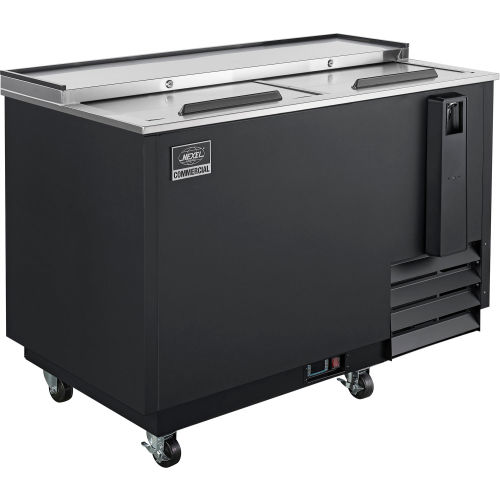 Nexel® Horizontal Bottle Cooler, 2 Sliding Lids, 12.7 Cu. Ft, 50inW ; w/ 4 Dividers