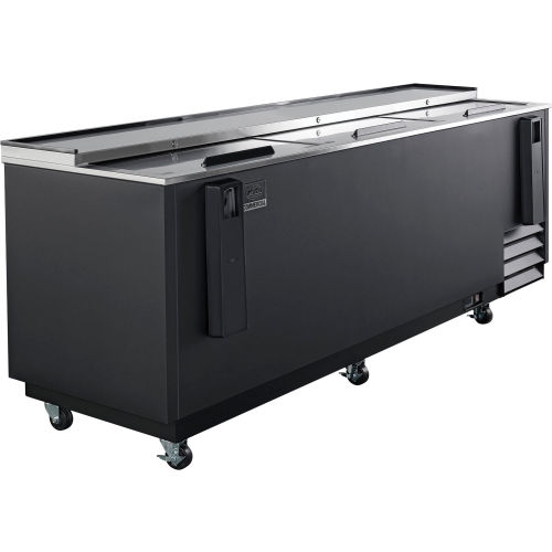 Nexel® Horizontal Bottle Cooler, 3 Sliding Lids, 26.6 Cu. Ft, 95inW ; w/ 4 Dividers