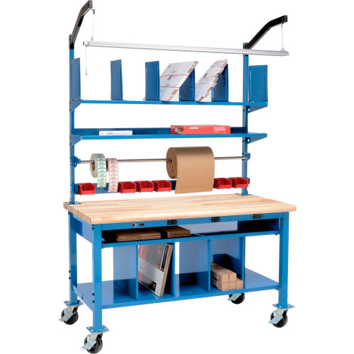 Complete Mobile Electric Packing Workbench Maple Butcher Block Safety Edge - 72 x 36