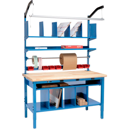 Complete Electric Packing Workbench Maple Butcher Block Safety Edge - 60 x 30