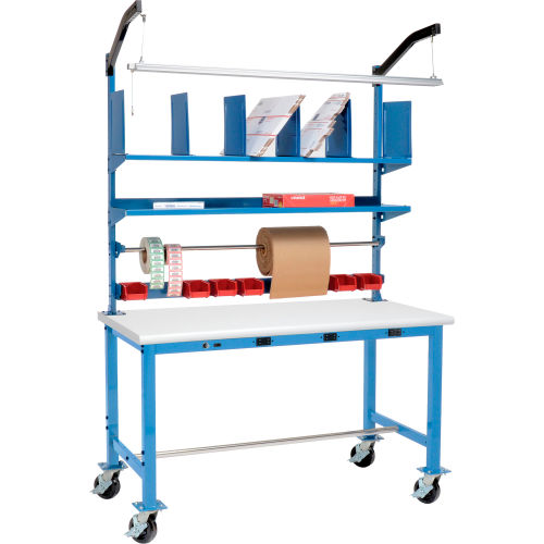 Mobile Electric Packing Workbench Plastic Safety Edge - 60 x 36 with Riser Kit