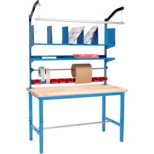 Global Industrial Packing Workbench Maple Butcher Block Safety Edge - 60 x 30 with Riser Kit
																			
