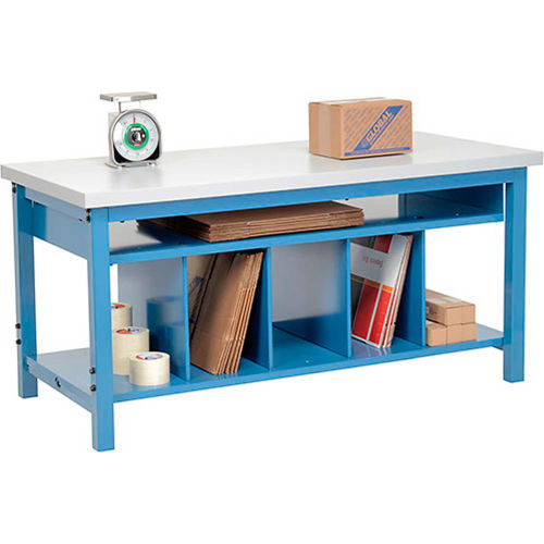 Packaging Workbench Plastic Square Edge - 60 x 30 with Lower Shelf Kit