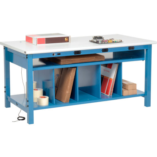 Electronic Packing Workbench ESD Safety Edge - 60 x 30 with Lower Shelf Kit