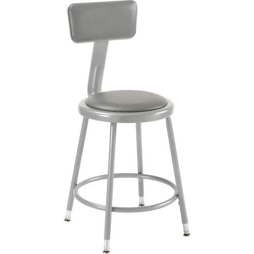 Interion Steel Shop Stool w Backrest and Padded Seat Adjustable