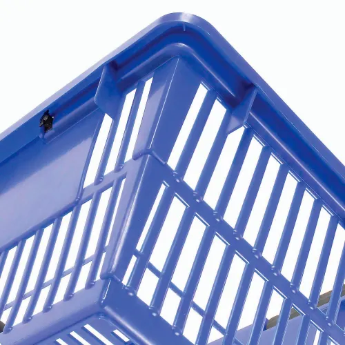 Blue Plastic Shopping Basket with Plastic Handle, Large, 19-3/8LX  13-1/4WX 10H - Lot of 12