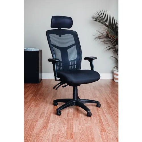 Interion® Mesh Office Chair with Headrest, High Back & Adjustable Arms