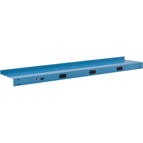 Global Industrial™ Cantilever Upper Steel Shelf with 3 Duplex Electrical Outlets 72"W - Blue