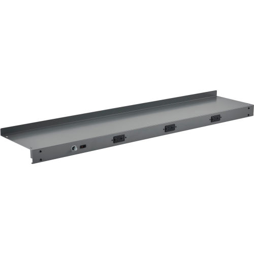 Global Industrial™ Cantilever Upper Steel Shelf with 3 Duplex Electrical Outlets 72"W - Gray