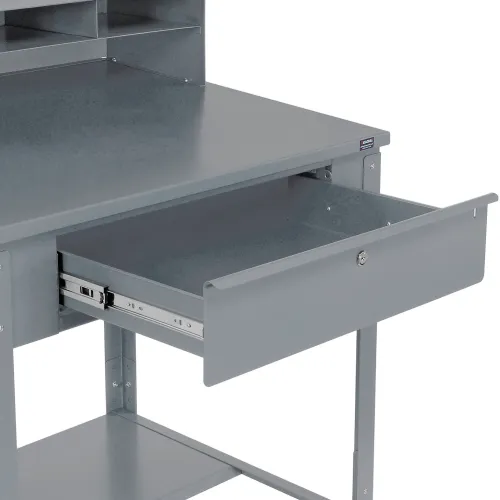 Global Industrial Sloped Mobile Shop Desk w/ Pigeonhole Riser, 34-1/2W x 30D, Gray