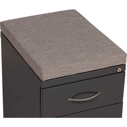 Interion® 2 Drawer Box/File Pedestal Charcoal with Gray Cushion Top