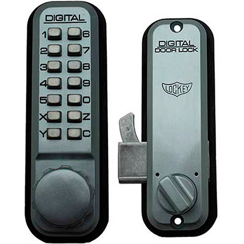 Lockey Digital Door Lock 2500 Mechanical Keyless Hook Bolt, Satin Chrome