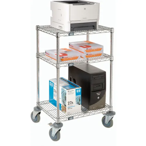 Nexel™ 3-Shelf Chrome Wire Shelf Mobile Printer Stand, 24