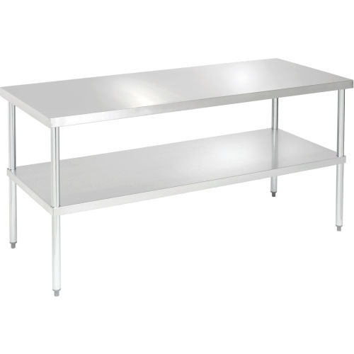 72in. L x 30in. W 16 Gauge Stainless & Galvanized Steel Workbench w/ Undershelf