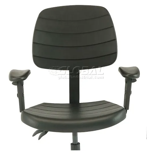 BenchPro Urethane Polyurethane Stool Chair with 18 in. Adjustable Footring Nylon Base & 21 to 31 in. Height Adjustment Black