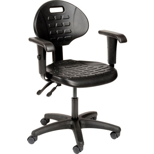 Interion® Polyurethane Task Chair with Adjustable Arms, Black