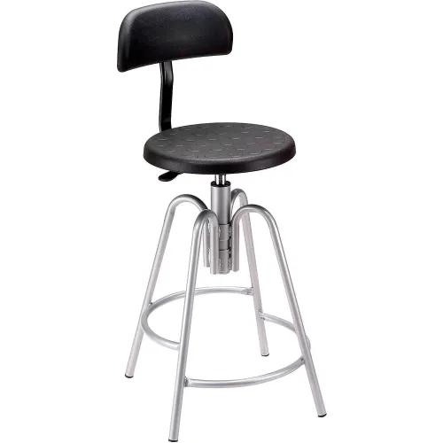 Interion® Shop Stool with Backrest Polyurethane Black