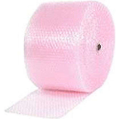Global Industrial&#153; Non Perforated Anti Static Bubble Roll, 12&quot;W x 250'L x 1/2&quot;Thick, Pink, 4/Pk