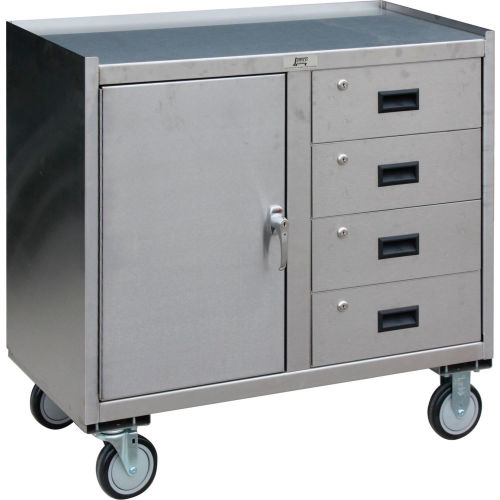 Stainless Steel Mobile Cabinet With 1 Door & 4 Drawers 36 X 18 1200 Lb Cap