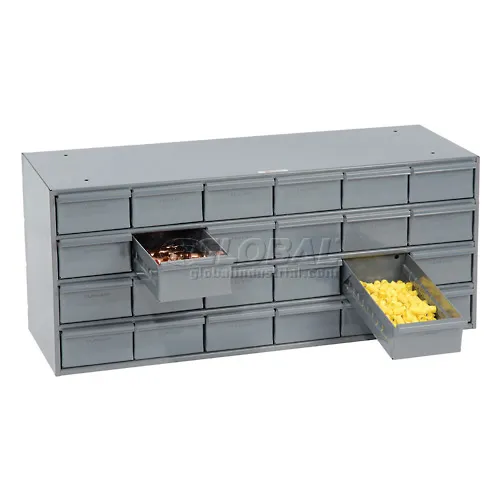 Durham Mfg 48 x 24 x 72 14-Shelf 4-Drawer Storage Cabinet with 72 Yellow  Bins DCBDLP724RDR-95